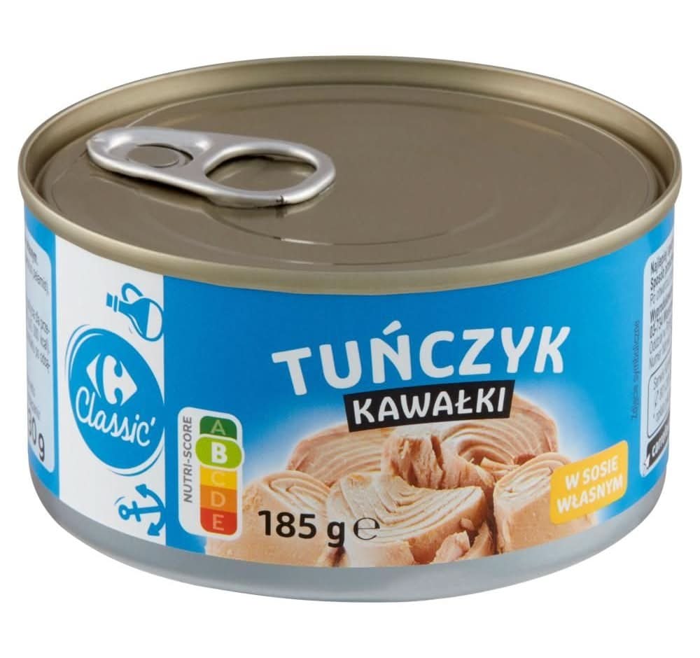 Carrefour Classic Tuńczyk kawałki w sosie własnym 185 g