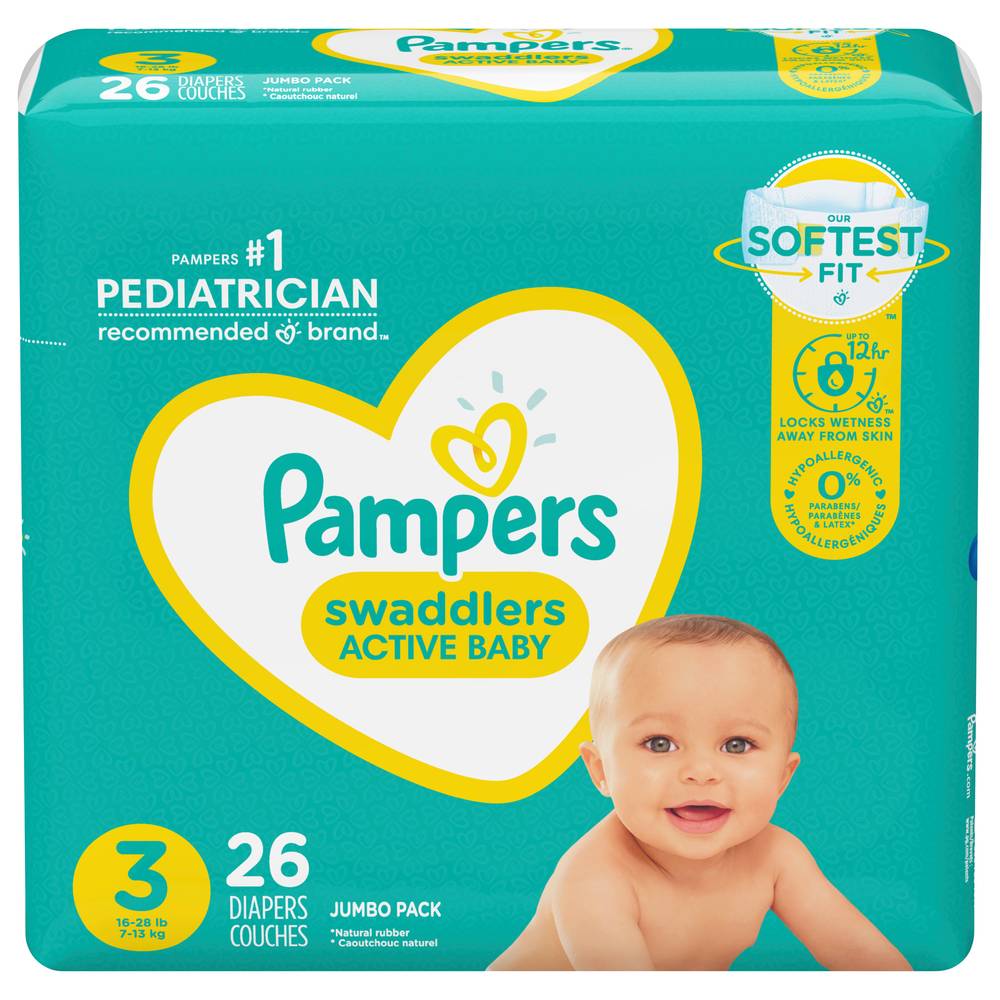 Pampers Size 3 Swaddlers Diapers Jumbo pack (26 ct)