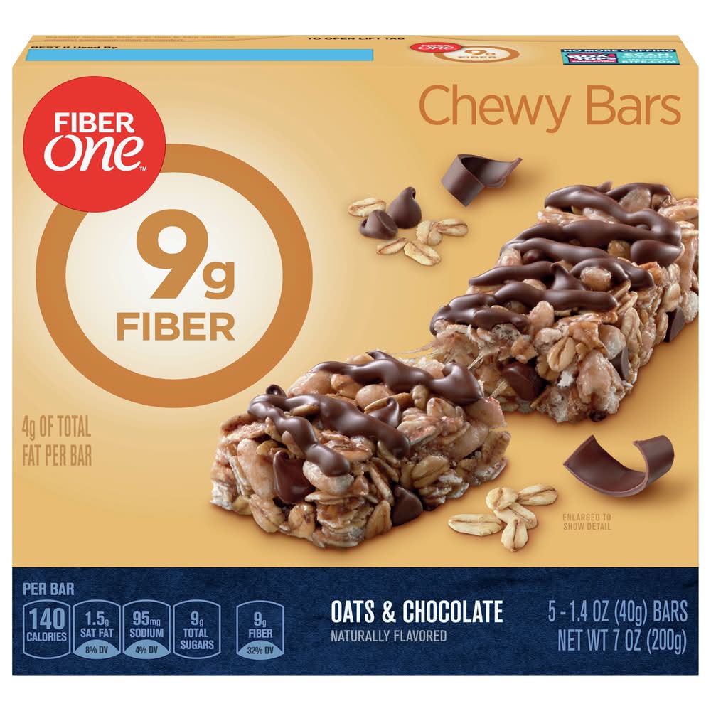 Fiber One Chewy Bars, Oats & Chocolate (5 x 1.4 oz)