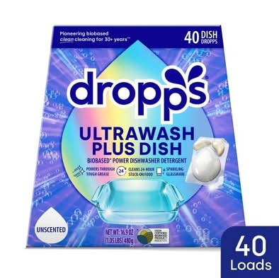 Dropps Ultra Wash Plus Biobased Power Dishwasher Detergent Pods (16.93 oz, 40 ct)