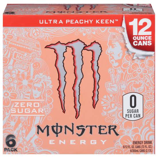 Monster Ultra Peachy Keen Energy Drink (6ct, 12 fl oz)