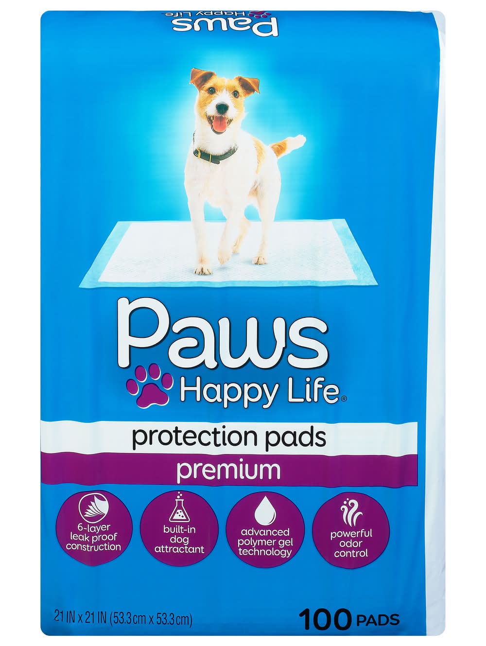 Paws Happy Life Basic Training Pads For Dogs, 21x21 in (100 ct)