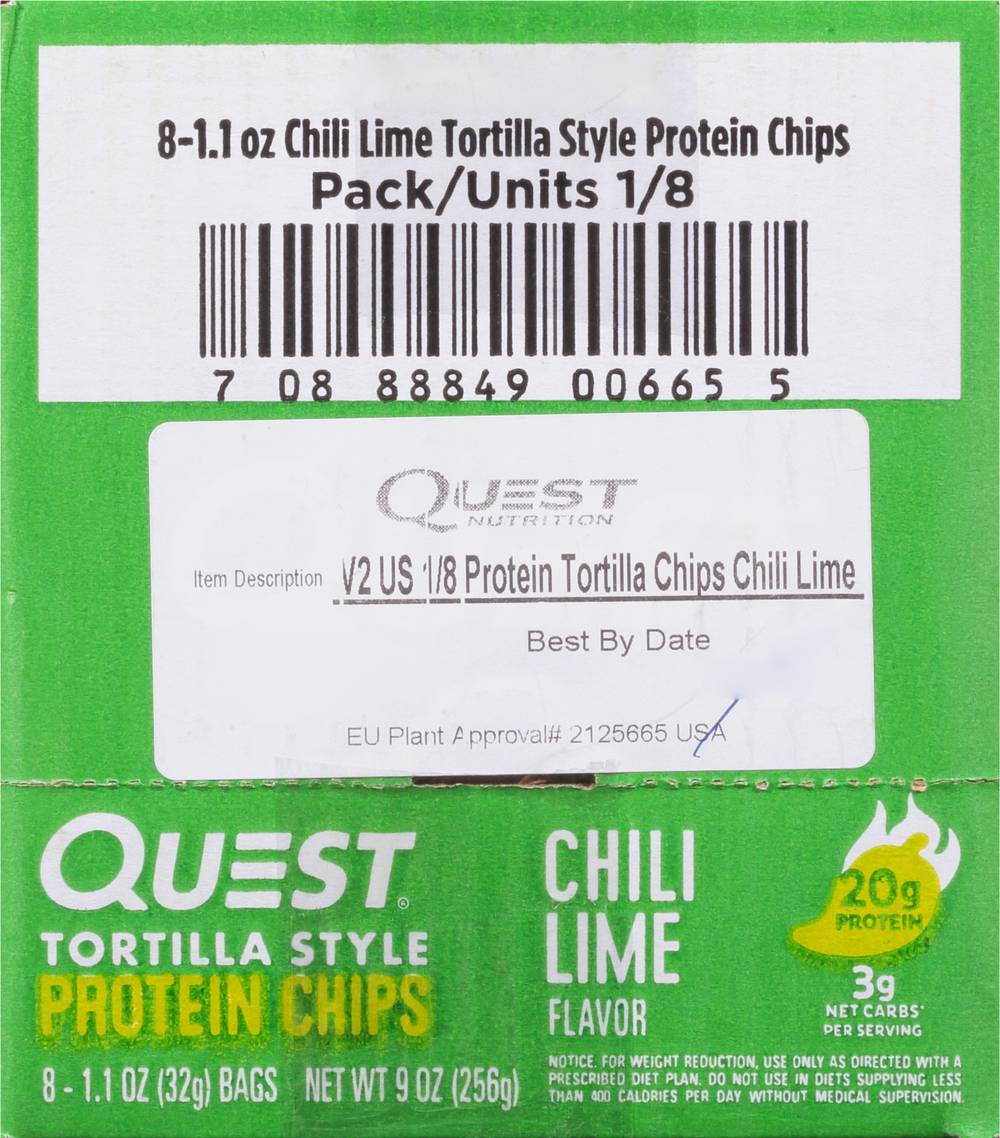 Quest Tortilla Style Chili Lime Flavor Protein Chips (8 ct)