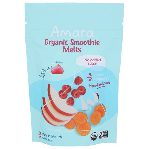 Amara Organic Baby Food Organic Carrot Raspberry Plant-Based Smoothie Melts