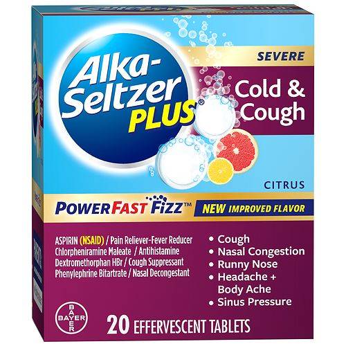 Alka-Seltzer Plus Severe Cold & Cough PowerFast Fizz Citrus Effervescent Tablets - 20.0 ea