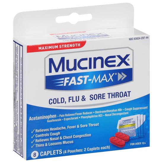 Mucinex Fast-Max Maximum Strength Cold, Flu & Sore Throat Caplets