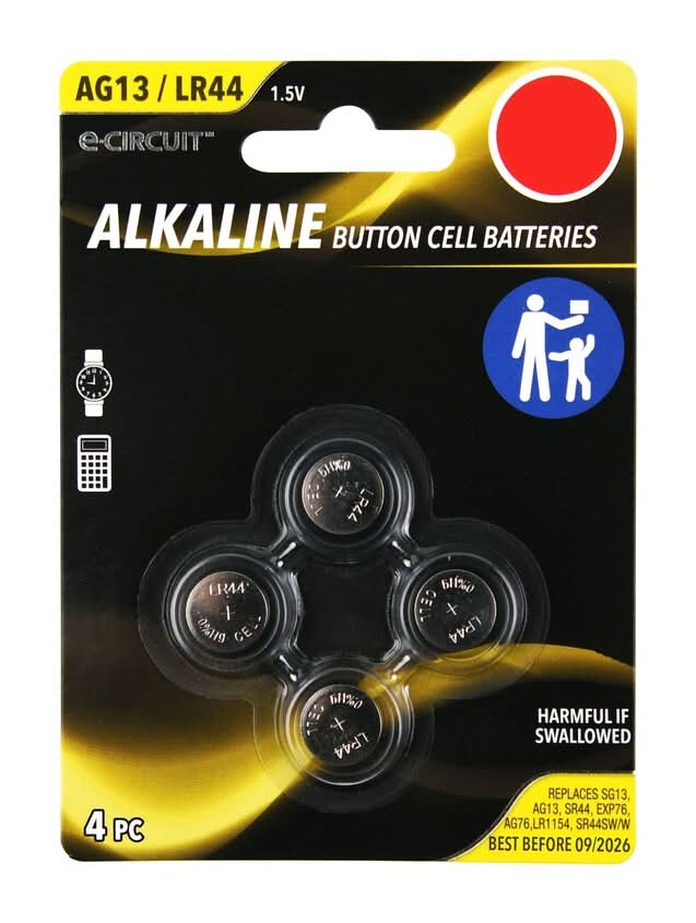 E-Circuit Alkaline Button Cell Batteries (4 ct)