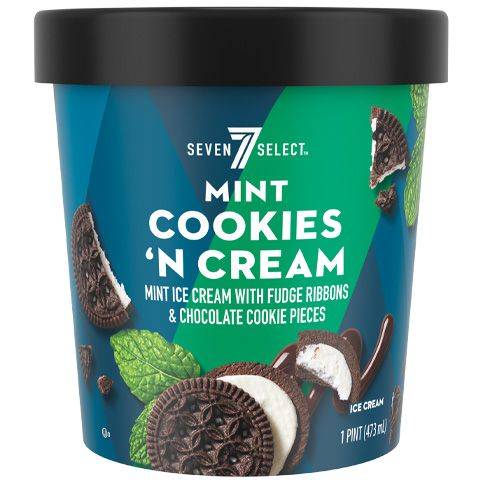 7-Select Mint Cookies N Cream Ice Cream, Vanilla (473 ml)