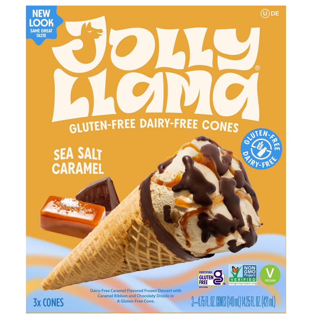 Jolly Llama Gluten Free & Dairy-Free Cones, Sea Salt Caramel (4.75 fl oz, 3 ct)