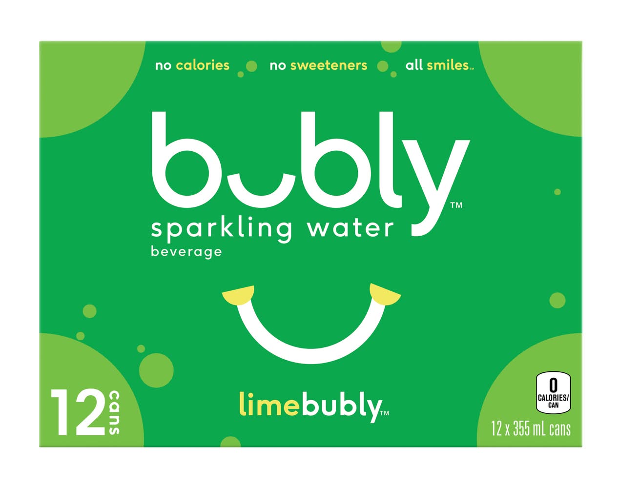 bubly Flavored Sparkling Water, Lime (12 x 355 ml)