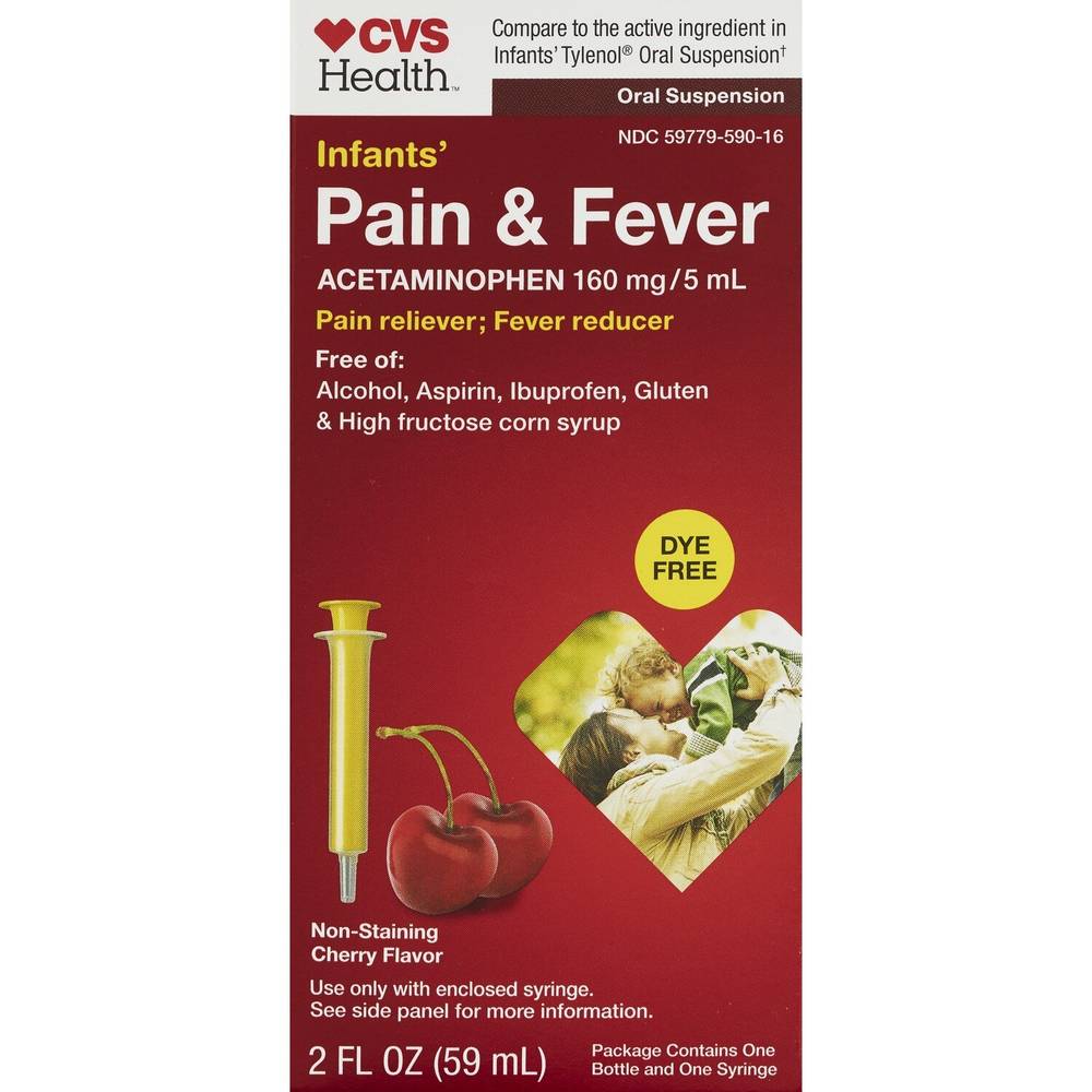 CVS Health Infants' Acetaminophen Pain Reliever & Fever Reducer Oral Suspension, Cherry, 2 FL OZ