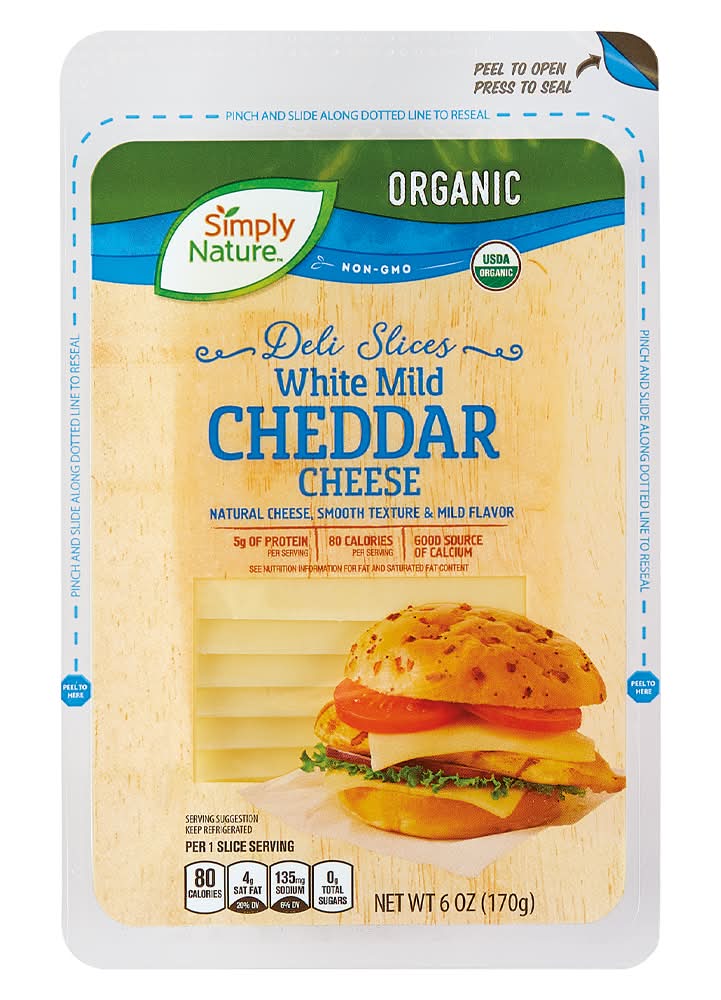 Simply Nature Organic White Mild Cheddar Cheese Slice (6 oz)