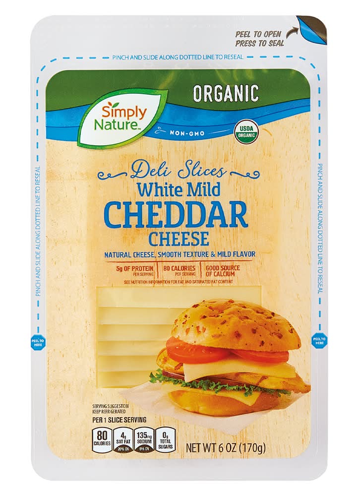 Simply Nature Organic White Mild Cheddar Cheese Slice (6 oz)