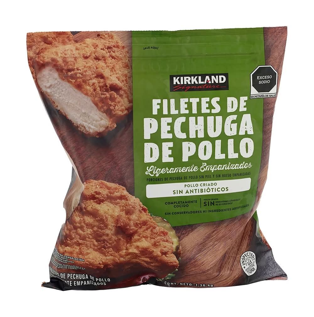 Kirkland Signature · Filetes de pechuga de pollo ligeramente empanizados (1,36 kg)