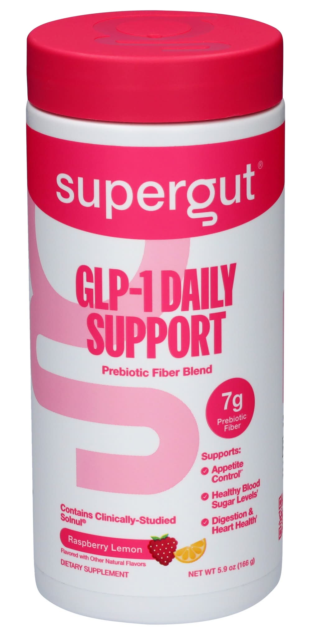 Supergut Glp-1 Booster Prebiotic Fiber Digestive Supplements, Raspberry-Lemon (5.9 oz)