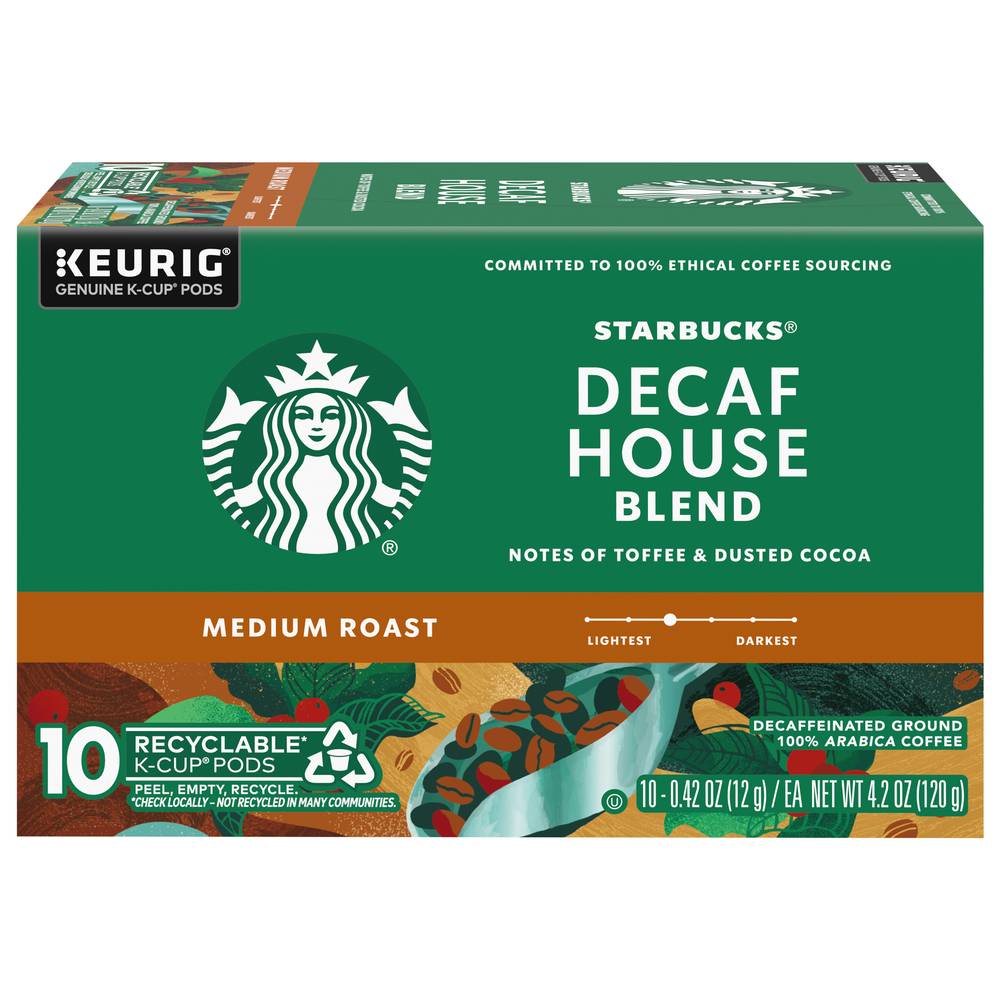 Starbucks Decaf House Blend Medium Roast Coffee K-Cup Pods (4.2 oz)