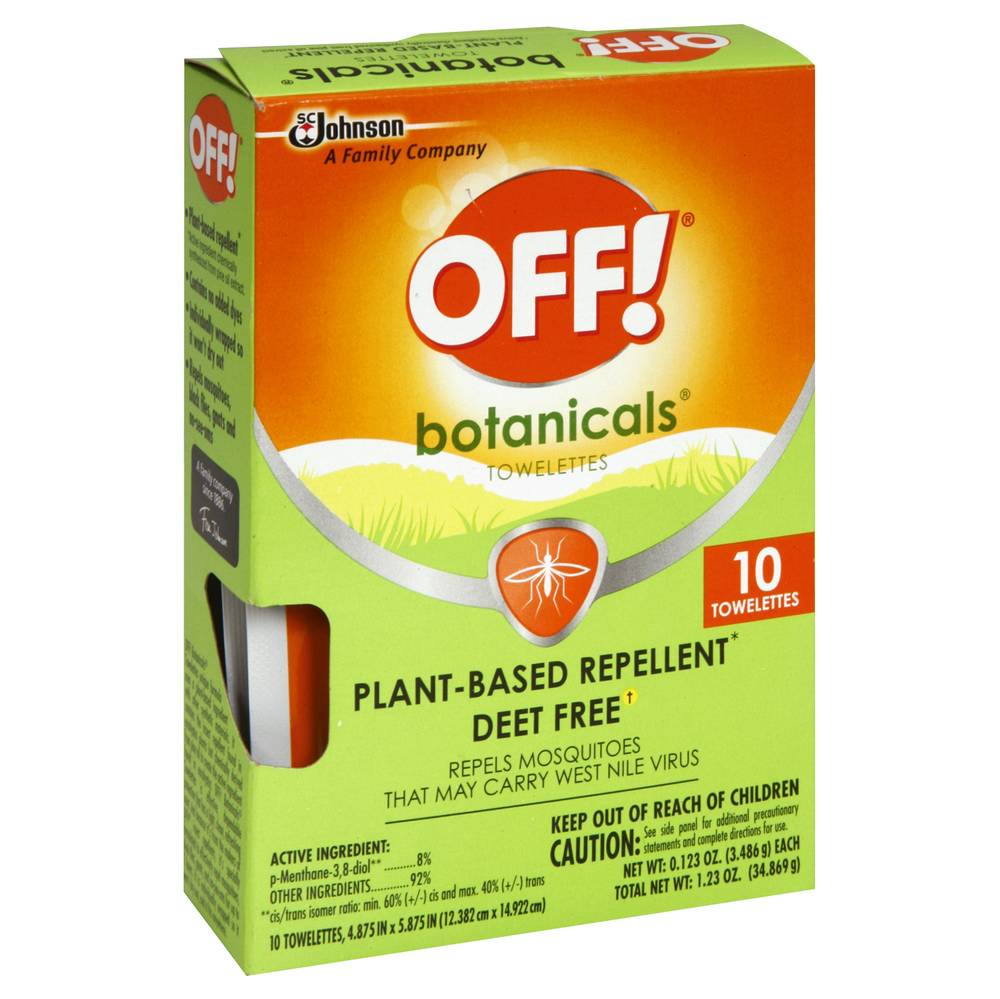 OFF! Botanicals Plant-Based Repellent Towelettes (1.23 oz, 10 ct)