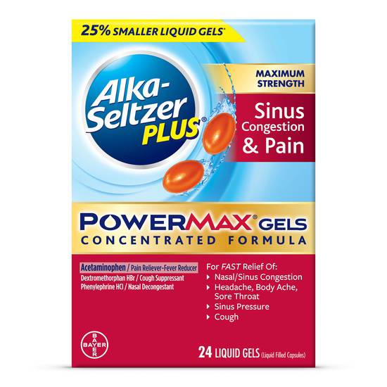 Alka-Seltzer Plus Maximum Strength PowerMax Sinus and Cold Medicine - 24 ct