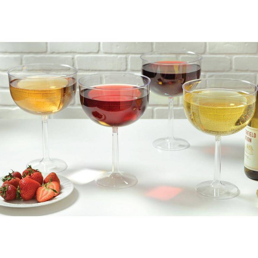 Party City Jumbo Clear Plastic Wine Glasses, 4ct