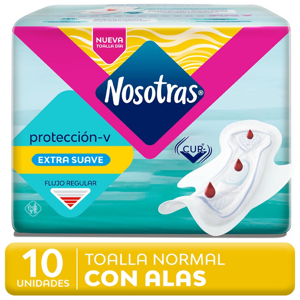 Nosotras · Toalla higiénica normal suave con alas (10 un)