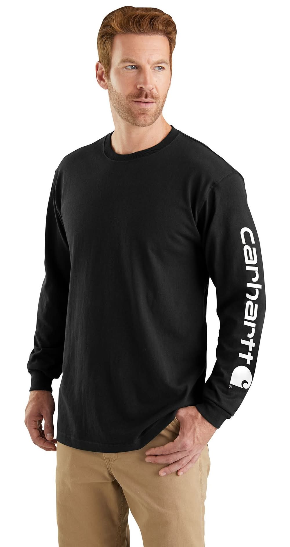 Carhartt Men's Black Heavy weight Knit Long sleeve Solid T-shirt ( 2XL )