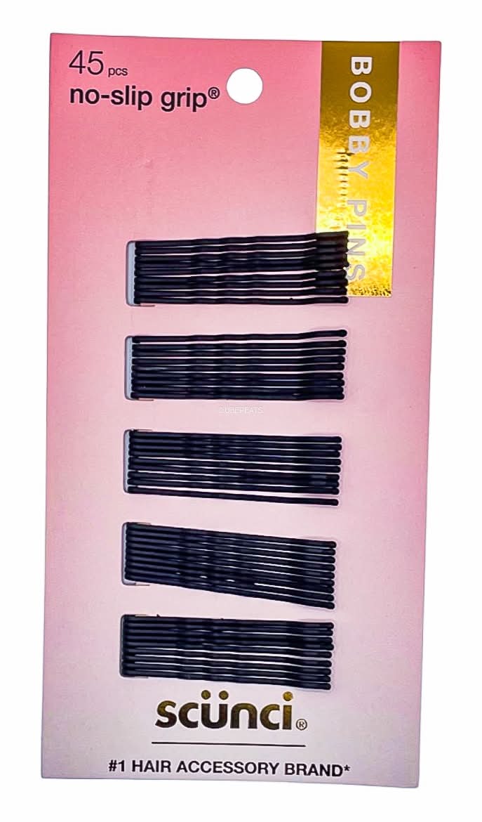 Scunci No Slip Grip Bobby Pins, Matte Black (45 ct)
