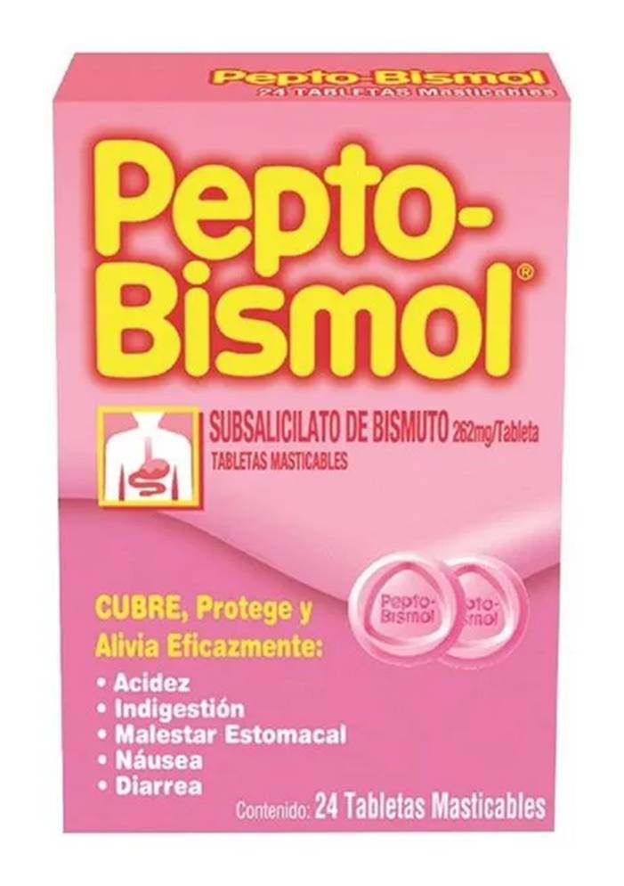 Pepto-Bismol · Subsalicilato de bismuto tabletas masticables 262 mg (24 un) (24 un)