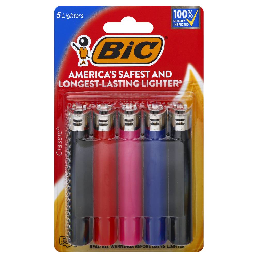 BiC American's Safest and Longest-Lasting Lighter, Assorted (5 ct)