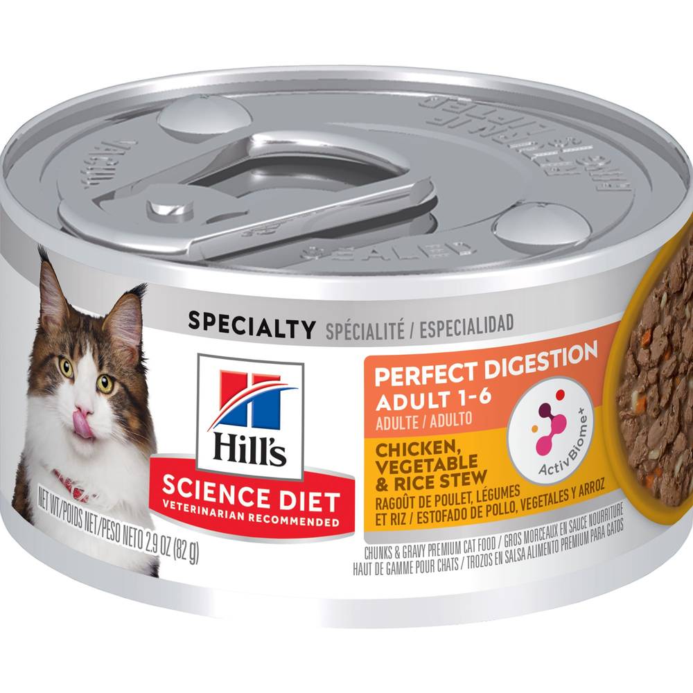 Hill's Adult Perfect Digestion Canned Cat Food, Chicken-Vegetable-Rice Stew (82 g)