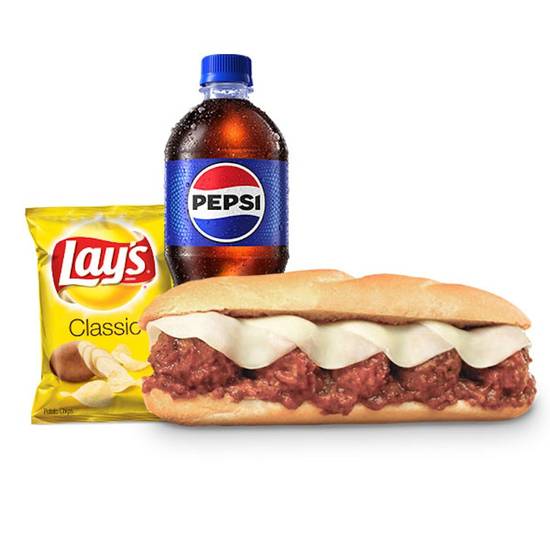 Meatball Parmigiana Sub w/ Bottled Soda & Chips