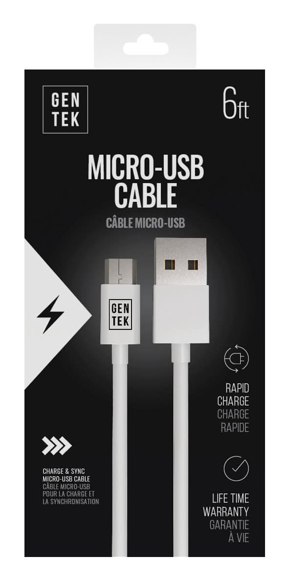 Gentek White High Speed Type C Charging Cable 6 Ft.