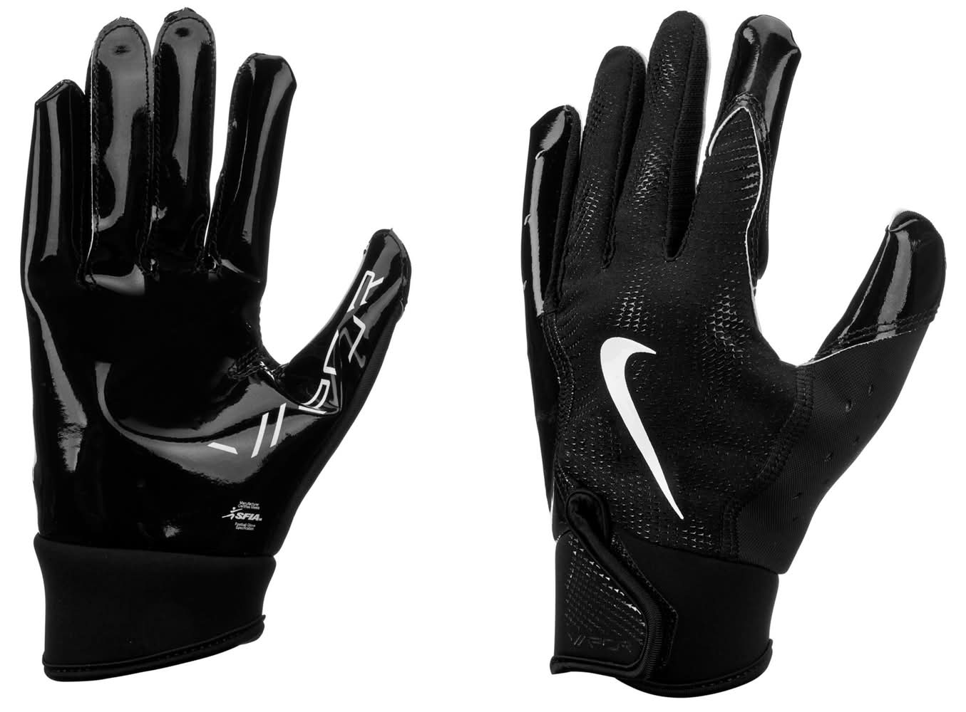 Nike Youth Vapor Jet 8.0 Football Gloves (Black/Black/White, M)
