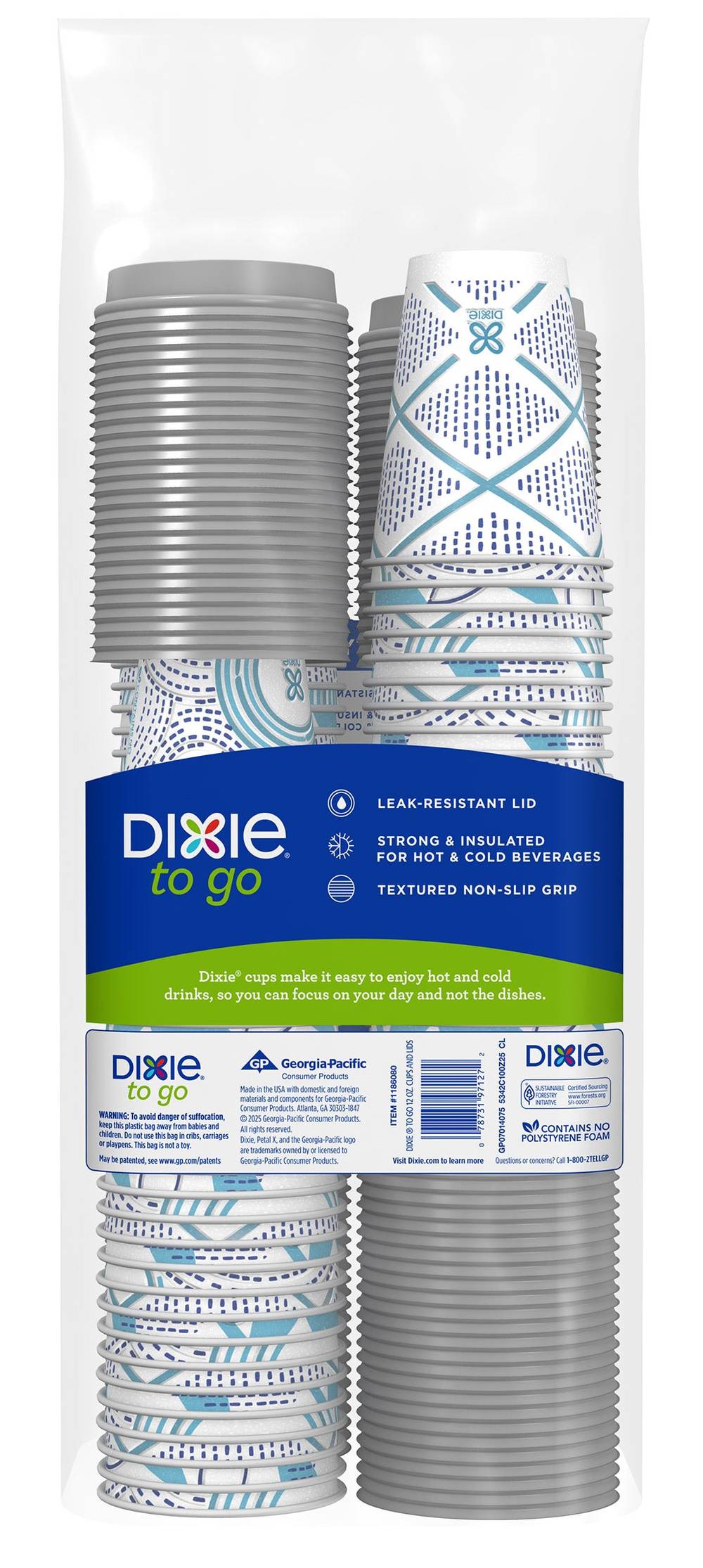 Dixie To Go 12 oz Insulated Cup & Lid, 100-count