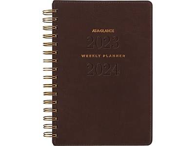 2023-2024 AT-A-GLANCE Signature 5.5 x 8.5 Academic Weekly & Monthly Planner, Brown (YP200A-09-24)