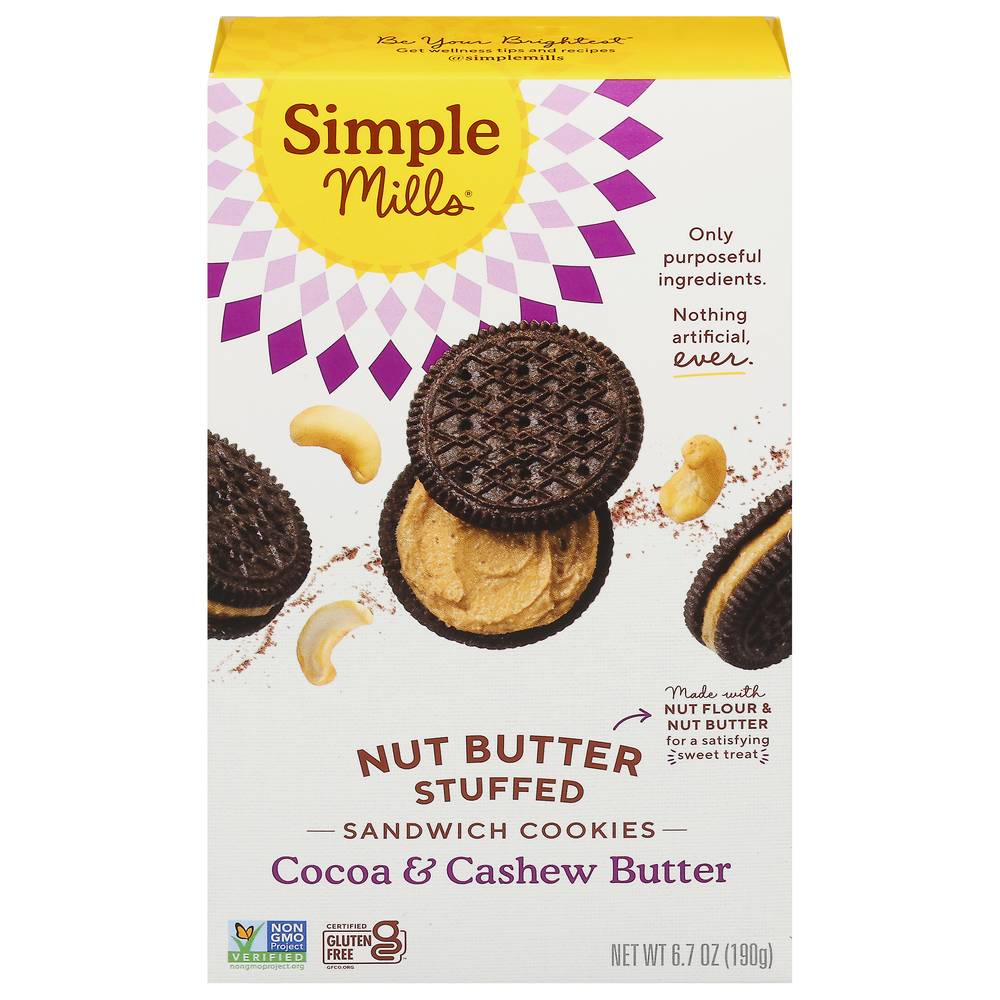 Simple Mills Stuffed Nut Butter Sandwich Cookies (cocoa cashew crème)