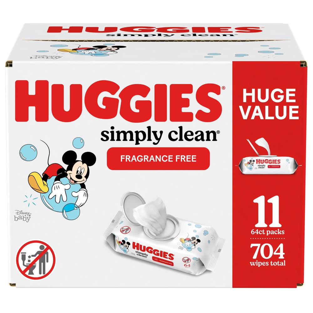 Huggies Simply Clean Fragrance Free Wipes (11 x 64 ct)