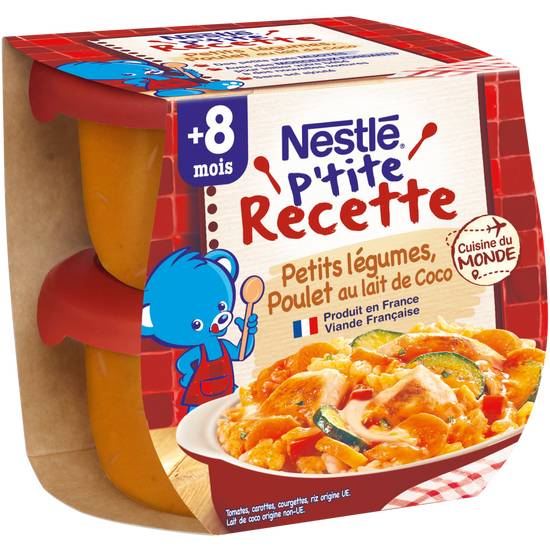 Nestlé - P'tite recette ptits légum poulet au lait de coco dès8mois (2pièces)