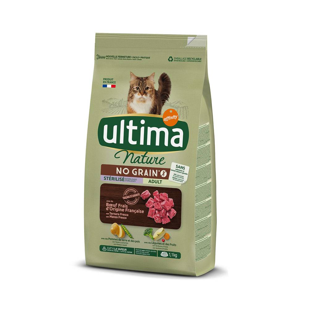 Pienso de buey para gatos esterilizados adultos ULTIMA 1.1KG