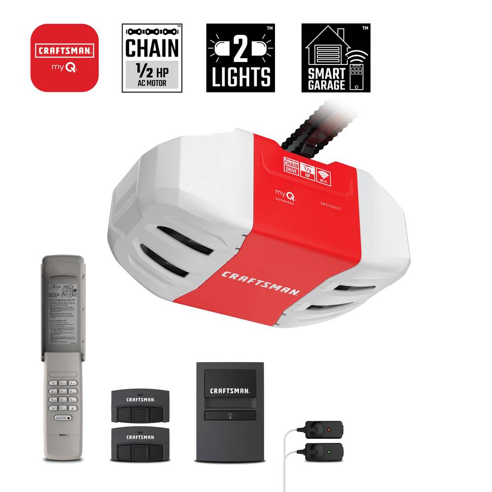 CRAFTSMAN 1/2-HP myQ Smart Chain Drive Garage Door Opener Wi-fi Compatibility | CMXEOCG472