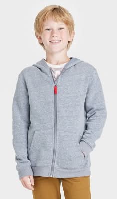 Cat & Jack Boy's Fleece Zip Up Sweatshirt, XL, Charcoal Gray