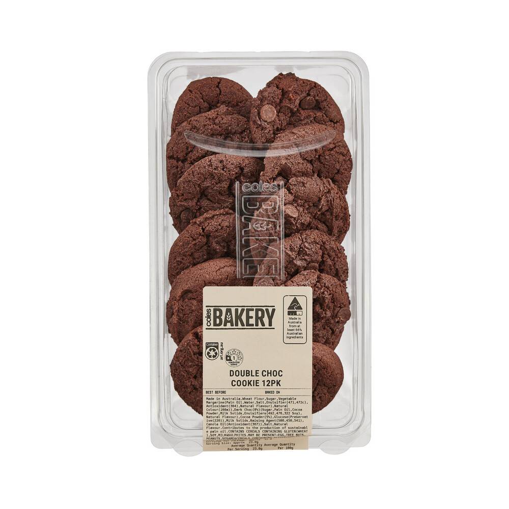 Coles Bakery Double Chocolate Cookies 12 pack