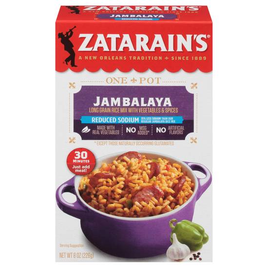 Zatarain's One Pot Reduced Sodium Jambalaya Rice Mix Box