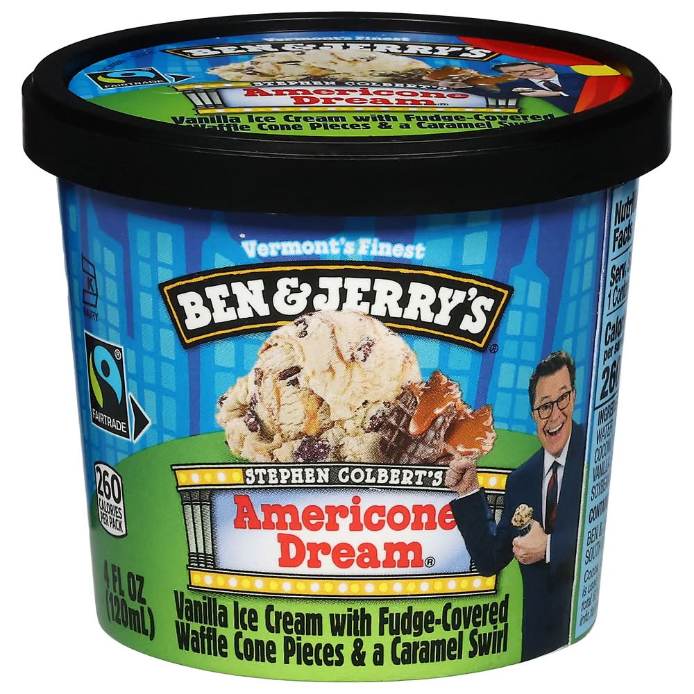 Ben & Jerry's Stephen Colbert's Americone Dream Mini Ice Cream, Vanilla-Caramel (4 fl oz)