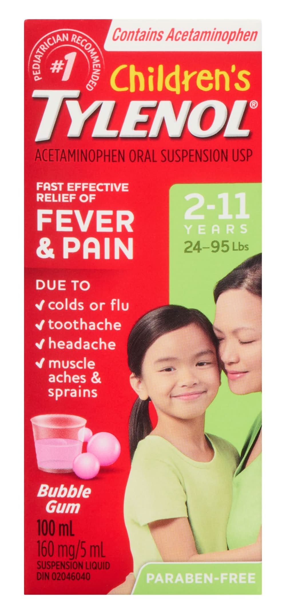 Tylenol saveur gomme balloune (bar à fruits de mer) - children's suspension liquid, bubble gum (100 ml)