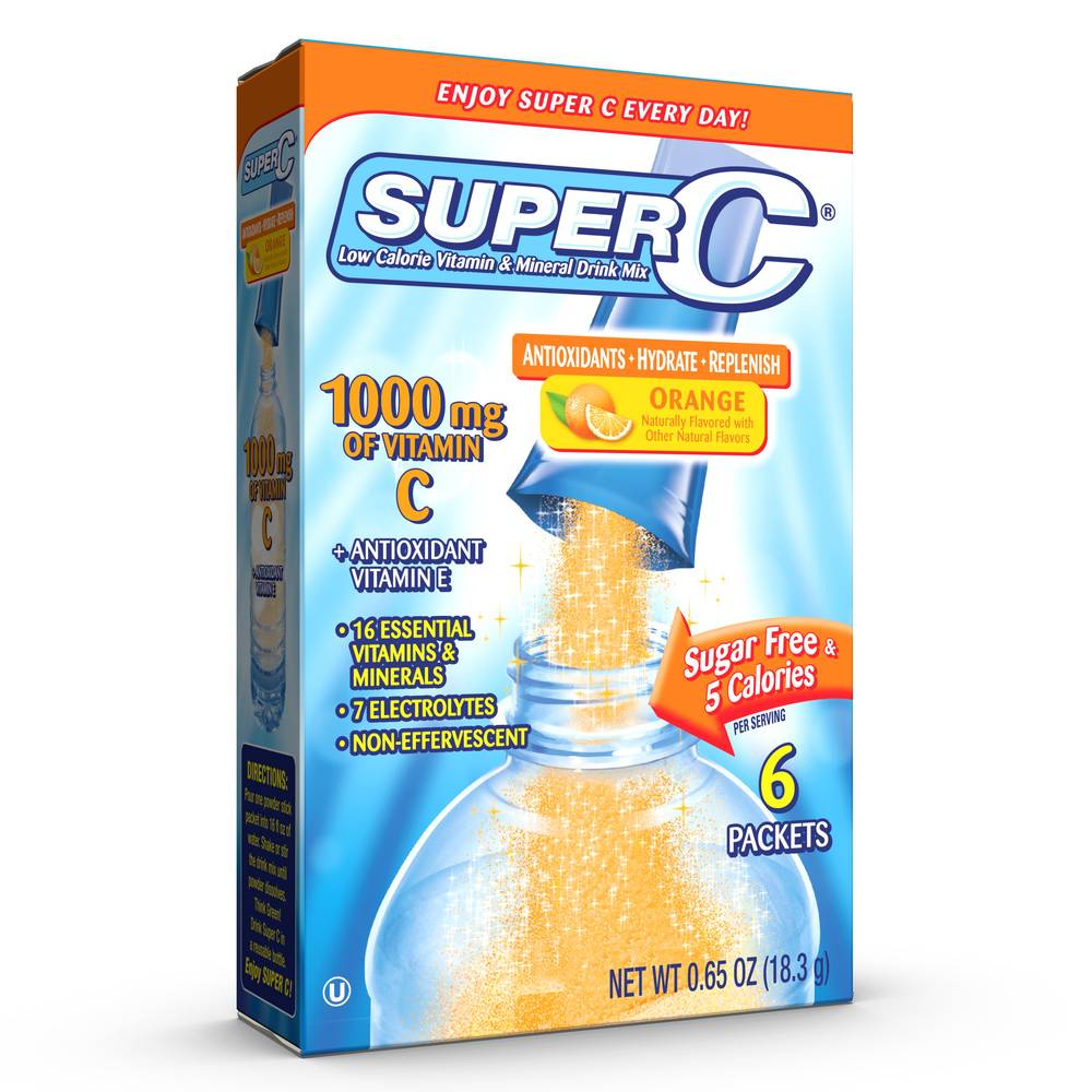 Super C Powdered Drink Sticks - Orange, 6 ct