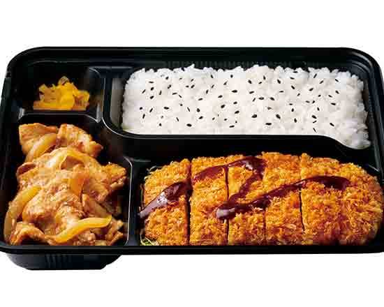ロースとんかつ生姜焼き弁当 Pork loin cutlet and ginger‐fried pork lunch box