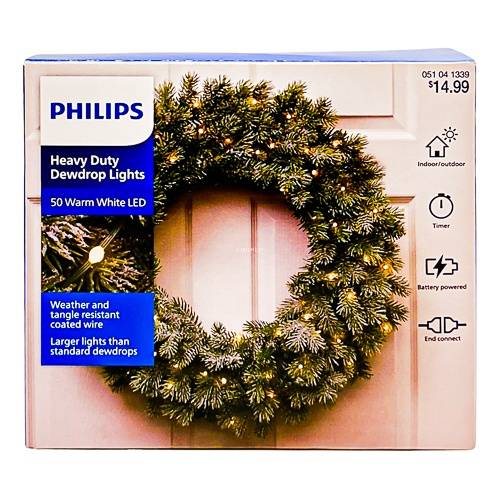 Philips Heavy Duty Battery Operated Led Dewdrop String Lights Warm (white-green)