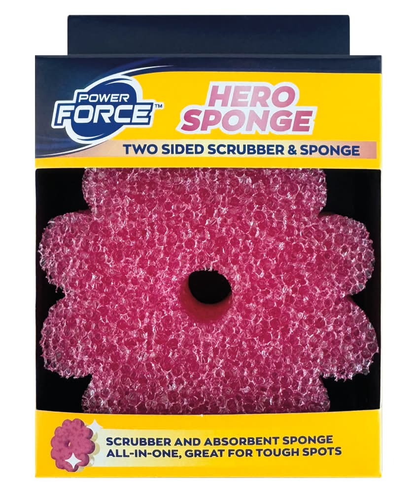 Power Force Hero Two Sided Scrubber & Sponge, Pink