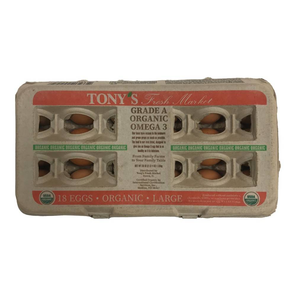 Tony's Organic Brown Eggs, Large Grade A (18 ct)