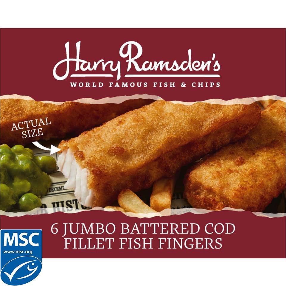 Harry Ramsden's Jumbo Battered Cod Fillet Fish Fingers
